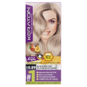 Tinte Keraton 60ml Rubio Extra Claro Gris Nube 10.89