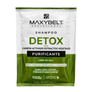 Shampoo Detox Con Carbón Activado Extractos Vegetales 40g Maxybelt